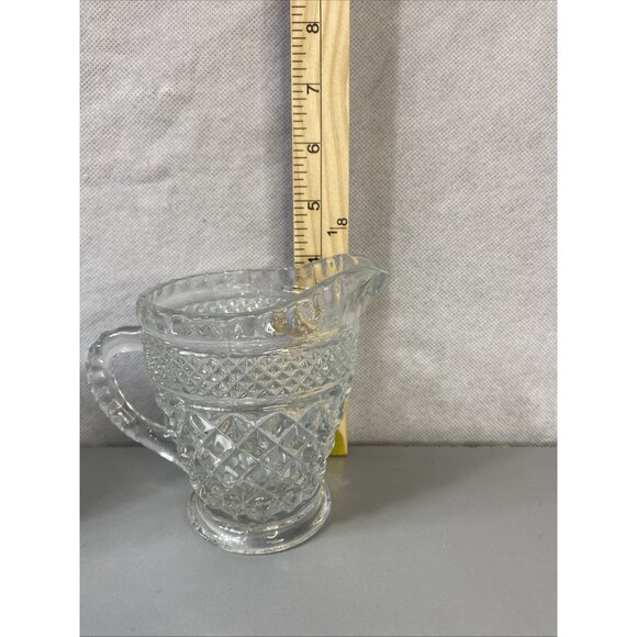 Vintage Anchor Hocking Wexford Footed Creamer And Sugar Bowl with Lid - Picture 10 of 11